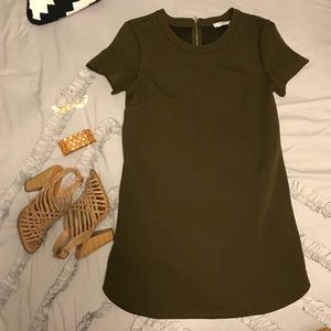 Olive green textured dress